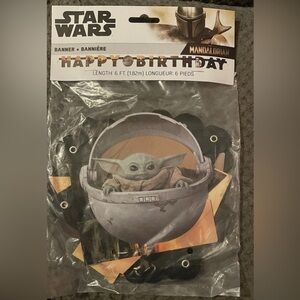 Star Wars Mandalorian Happy Birthday Banner 6 Ft NEW Baby Yoda​